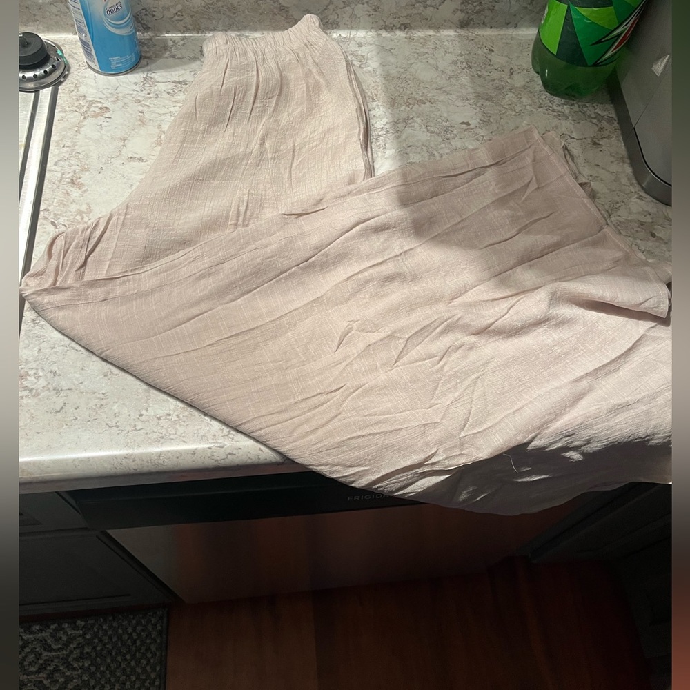 Tan wide leg pants with split
